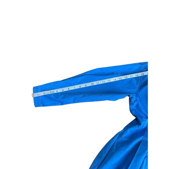 Tory Burch Blue Cotton Poplin V-Neck Pleated Long Sleeve Maxi Shirt Dress Size 6 - Picture 12 of 13